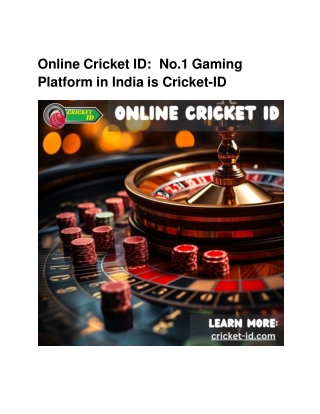 Online Cricket ID_  No.1 Gaming Platform in India is Cricket-ID