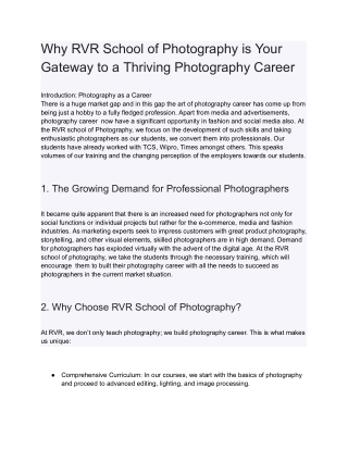 Photography cours in hyderanad