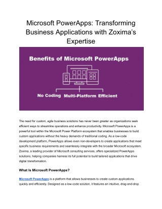 Microsoft PowerApps_ Transforming Business Applications with Zoxima’s Expertise