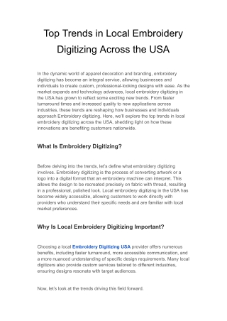 Top Trends in Local Embroidery Digitizing Across the USA