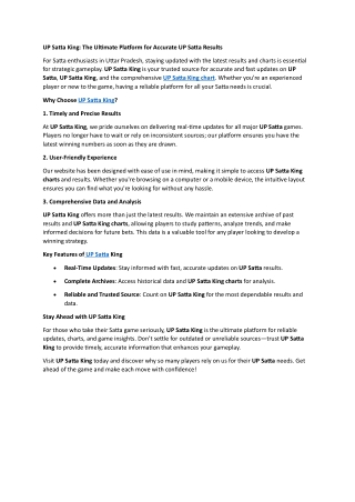 UP Satta King - Platform for Accurate UP Satta Results