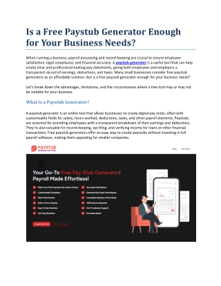 Is a Free Paystub Generator Enough for Your Business Needs