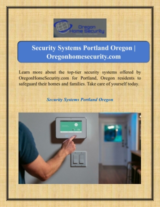 Security Systems Portland Oregon | Oregonhomesecurity.com