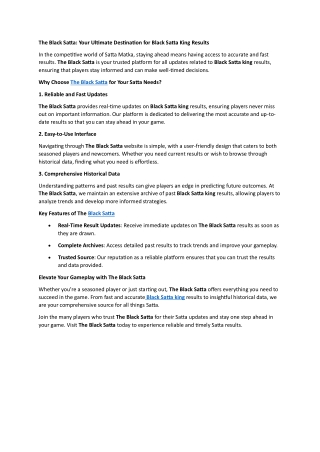 The Black Satta - Destination for Black Satta King Results