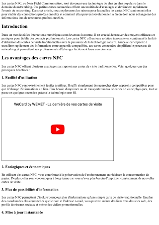 Cartes NFC : Pourquoi Elles Sont l'Avenir du Networking?