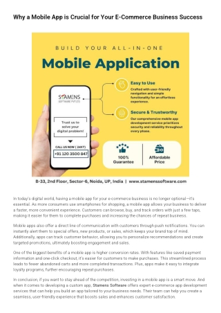 Why a Mobile App is Crucial for Your E-Commerce Business Success