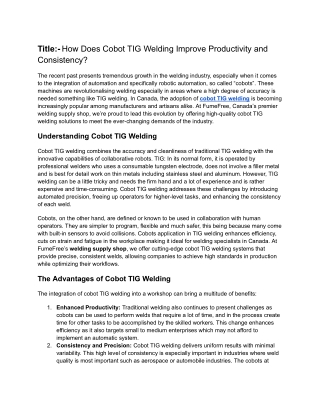 How Does Cobot TIG Welding Improve Productivity and Consistency_