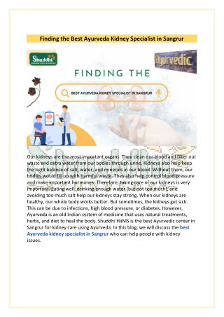 Finding the Best Ayurveda Kidney Specialist in Sangrur