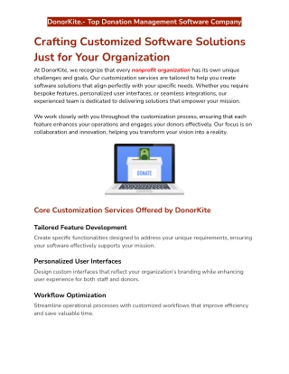 Customization Services for Donation Management Software
