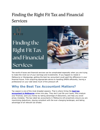 Finding the Right Fit Tax and Financial Services