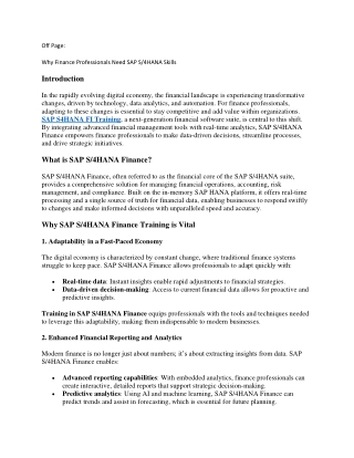 Why Finance Professionals Need SAP S4HANA Skills