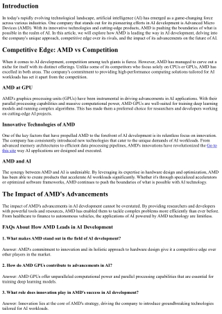 How AMD is Leading the Way in AI Development