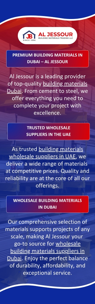 PREMIUM BUILDING MATERIALS IN DUBAI – AL JESSOUR