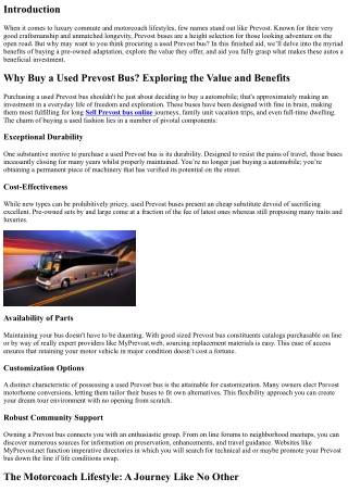 Why Buy a Used Prevost Bus? Exploring the Value and Benefits