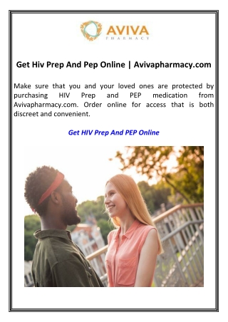 Get Hiv Prep And Pep Online  Avivapharmacy.com