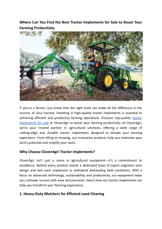Best Tractor Implements for Sale