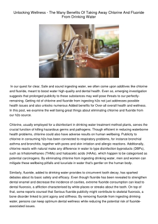 UnlockingWellness-TheManyBenefitsOfTakingAwayChlorineAndFluorideFromDrinkingWater