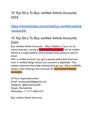 15 Top Sit e To Buy verified Airbnb Accounts 2024