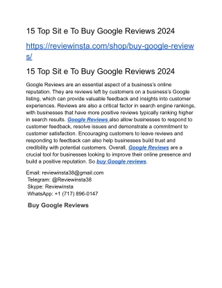 15 Top Sit e To Buy Google Reviews 2024