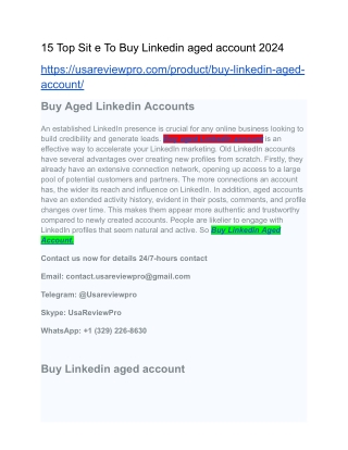 15 Top Sit e To Buy Linkedin aged account 2024