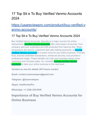 17 Top Sit e To Buy Verified Venmo Accounts 2024