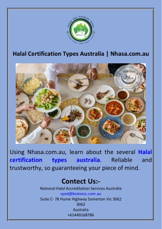 Halal Certification Types Australia  Nhasa.com.au
