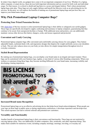 Secure and Carry Your Gadgets with Promotional Laptop Bags