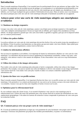 Astuces pour créer une carte de visite numérique adaptée aux smartphones et tabl