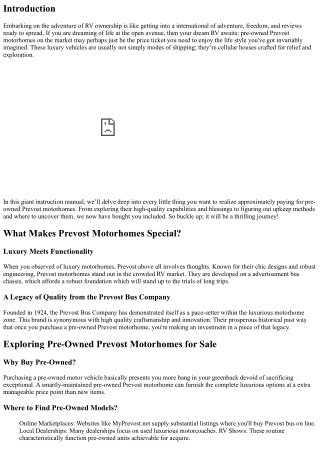 Your Dream RV Awaits: Pre-Owned Prevost Motorhomes for Sale