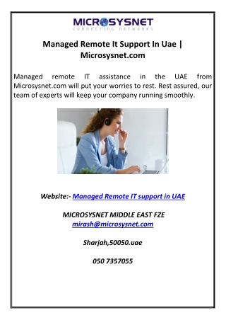 Managed Remote It Support In Uae  Microsysnet.com