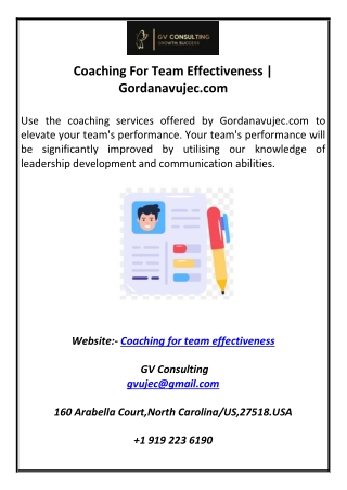 Coaching For Team Effectiveness  Gordanavujec.com