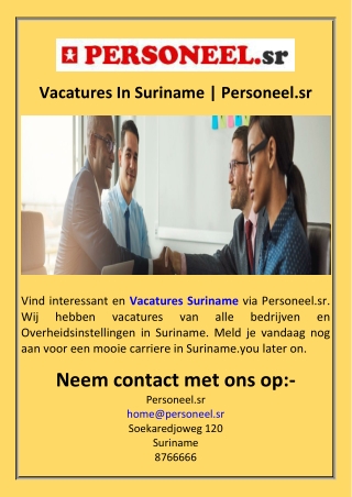 Vacatures In Suriname  Personeel.sr