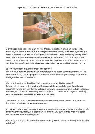 SpecificsYouNeedToLearnAboutReverseOsmosisFilter