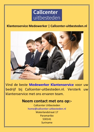 Klantenservice Medewerker  Callcenter-uitbesteden.nl