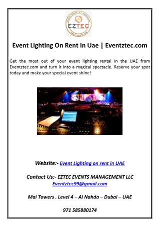 Event Lighting On Rent In Uae  Eventztec.com