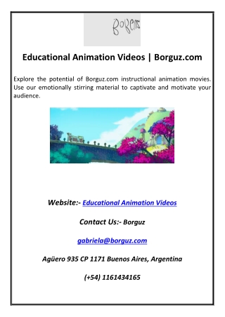 Educational Animation Videos  Borguz.com