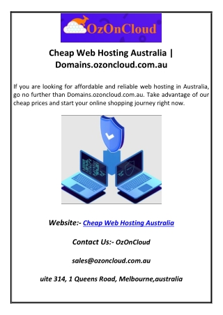 Cheap Web Hosting Australia  Domains.ozoncloud.com.au