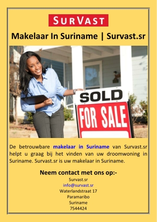 Makelaar In Suriname  Survast.sr