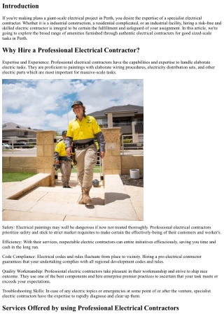 Professional Electrical Contractor Services for Large-Scale Projects in Perth