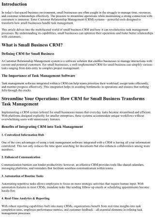 Streamline Your Operations: How CRM for Small Business Transforms Task Managemen