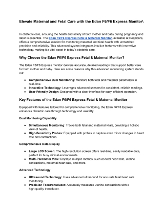Elevate Maternal and Fetal Care with the Edan F6_F6 Express Monitor
