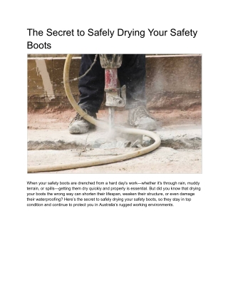 The Secret to Safely Drying Your Safety Boots
