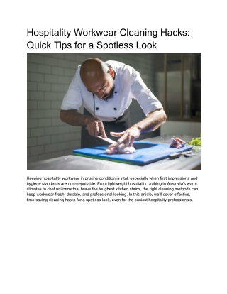 Hospitality Workwear Cleaning Hacks_ Quick Tips for a Spotless Look