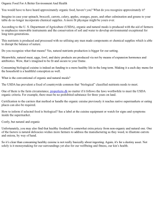 Organic meals for a more advantageous atmosphere and wellbeing and fitness