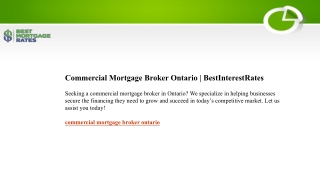 Commercial Mortgage Broker Ontario  BestInterestRates
