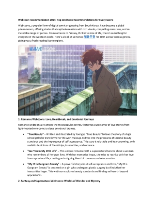 Webtoon recommendation 2024: Top Webtoon Recommendations for Every Genre