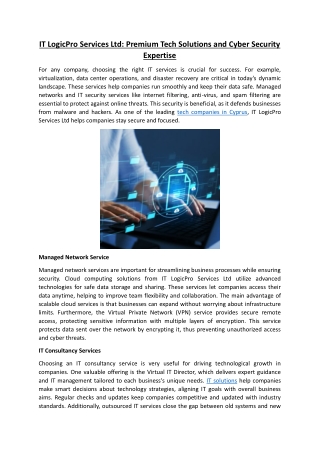 IT LogicPro Services Ltd: Premium Tech Solutions and Cyber Security Expertise