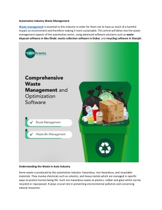 Waste Management in the Automotive Industry