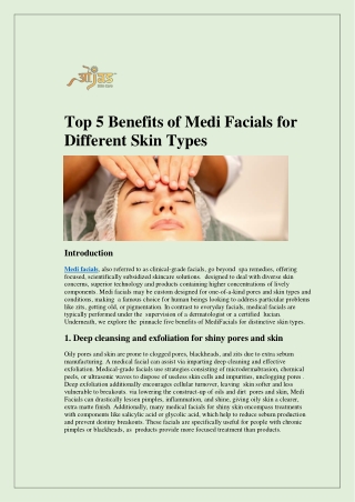 Top 5 Benefits of Medi Facials for Different Skin Types