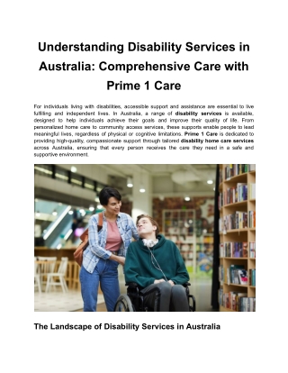 Understanding Disability Services in Australia_ Comprehensive Care with Prime 1 Care